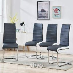 Dining Chairs Set of 6 Black White Sides Faux Leather Modern Black Kitchen Chair