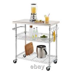 EcoStorage Chrome Color 34 in. Stainless Steel Kitchen Cart