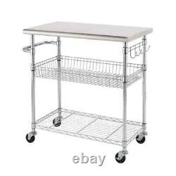 EcoStorage Chrome Color 34 in. Stainless Steel Kitchen Cart