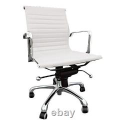 Elle 20 Inch Back Swivel Office Chair with Wheels Tufted White and Chrome