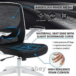 Ergonomic Chair Breathable Mesh Desk Lumbar Support with Wheels & Flip Up Arms