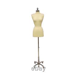 Female Dress Form Pinnable Foam Mannequin Torso Size 2-4 with Chrome Wheel Base