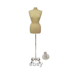 Female Dress Form Pinnable Mannequin Torso Size 10-12 with Chrome Wheeled Base