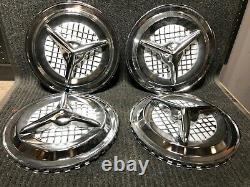 Fiesta Hubcaps Wheel Covers 14 Chrome Plated 3 Bar with White Insert Set of 4