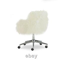 Fiona Faux Fur Office Chair, White