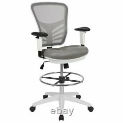 Flash Furniture Contemporary Mid Back Mesh Drafting Stool in Gray and White