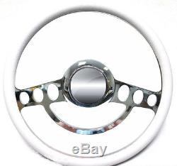 Ford Hot Rod or Truck Chrome & White Steering Wheel fits Ididit River Column