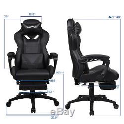 Gaming Chair Racing Video Massage Support Ergonomic Computer Seat Footrest US