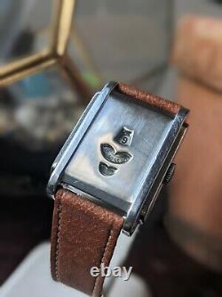 Gents Art Deco Jump Hour AS340 Marconi Rare 3 Wheel Stepped Tank Watch Serviced