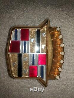 Gold 80 96 Cadillac Trunk Lock Cover Crest Emblem Flip LID Ornament