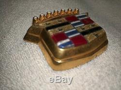 Gold 80 96 Cadillac Trunk Lock Cover Crest Emblem Flip LID Ornament