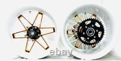 Gsxr 240 White & Custom Gold Atomic Wheels 01-05 Suzuki Gsxr 600 750