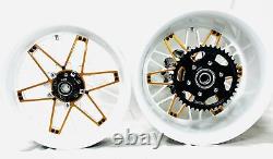 Gsxr 240 White & Custom Gold Atomic Wheels 09-20 Suzuki Gsxr 1000