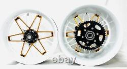 Gsxr Stock Size White & Custom Gold Atomic Wheels 01-08 Suzuki Gsxr 1000