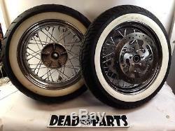 Harley bagger 16 chrome spoke wheels white wall tires set flht flhx fltr