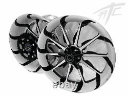 Hayabusa 300 Fat Tire White &black Contrast Tornado Wheels 99-07 Suzuki Hayabusa