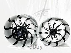 Hayabusa Stock Size White & Black Contrast Tornado Wheels 2022 Suzuki Hayabusa