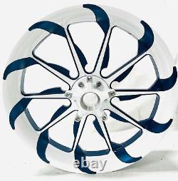 Hayabusa Stock Size White & Custom Blue Tornado Wheels 08-12 Suzuki Hayabusa