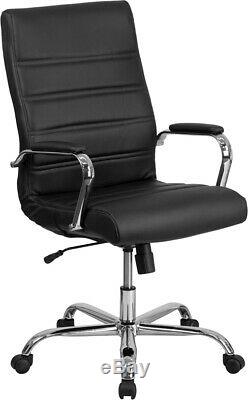 High Back Leather Executive Swivel Office Chair with Chrome Base and Arms