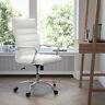 High Back White LeatherSoft Executive Swivel Office Chair with Chrome Frame/Arms