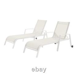 Home Decorators Chaise Lounges With External Wheels White Metal (2-Pack)
