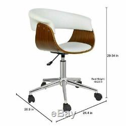Home Office Chair White Mid Century Scandinavian Style Executive Desk Seating