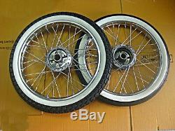 Honda Cs90 S90 F&r Wheel Set Chrome & White Wall Tire Set 18/18 #bi1263#