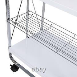 Honey-Can-Do Foldable Kitchen Cart With Wheels & Mesh Basket 4 Caster White/Chrome