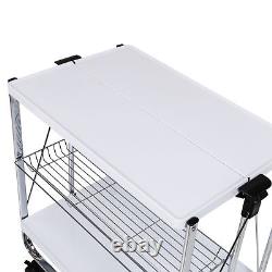 Honey-Can-Do Foldable Kitchen Cart With Wheels & Mesh Basket 4 Caster White/Chrome