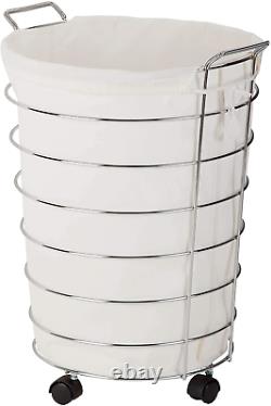 Honey-Can-Do HMP-02108 Steel Canvas Rolling Laundry Hamper Chrome