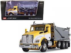 Kenworth T880 Day Cab with Rogue Transfer Dump Body Truck Yellow with White and