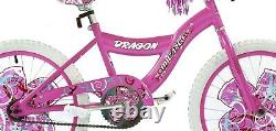 Kids Girls Bicycle 20 Wheels Pink White Steel S-Type Frame Chrome Rims Bmw