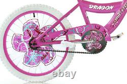 Kids Girls Bicycle 20 Wheels Pink White Steel S-Type Frame Chrome Rims Bmw