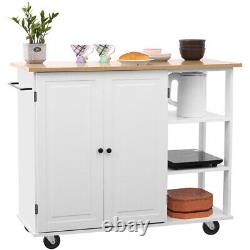 Kitchen Island Cart Rolling Wheels Buffet Cabinet With Towel Spice Large Cabinet