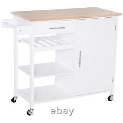 Kitchen Island Cart Rolling on Wheels Utility Storage Trolley Large Countertop