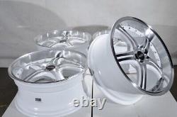 Kudo Racing Utopia 18x8 5x100 5x114.3 5x4.5 White withPolish Face Wheels Rims (4)