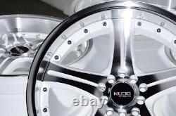 Kudo Racing Utopia 18x8 5x100 5x114.3 5x4.5 White withPolish Face Wheels Rims (4)