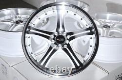 Kudo Racing Utopia 18x8 5x100 5x114.3 5x4.5 White withPolish Face Wheels Rims (4)