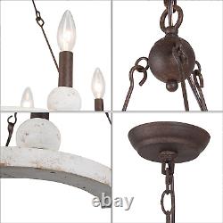 LOG BARN Farmhouse Chandelier for Dining Room, 6-Light Round Kitchen Island for