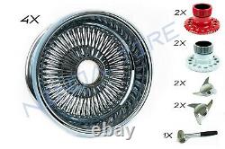 LOWRIDER WIRE WHEELS 14X7 REVERSE CHROME 100 SPOKE + White Wall Tires