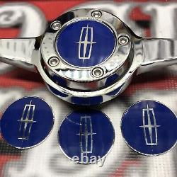 Lincoln Wire Wheel Emblems 4 Blue & Chrome Size 2.25 Zenith Style