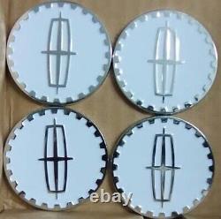 Lincoln Wire Wheel Emblems 4 White & Chrome Size 2.25 Zenith Style