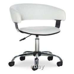 Linon Jensen Chrome Gas Lift Upholstered Desk Chair with Wheels in White