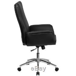 Lot Of 10 Conference Table Mid-back Black Leather Swivel Chair With Flared Arms