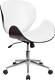 Lot Of 8 Mid-back Mahogany Wood Swivel Conference Chair In White Leather