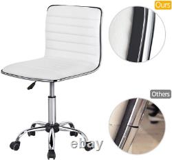 Low Back Armless Office Chairs Ribbed Swivel Task Chair Vanity Chair with Wheels