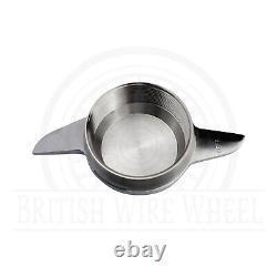 Lowrider Chrome & White Metal Wheel Chip Emblems with KO Spinner Caps, Set of 4