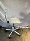 MCM Style White Wood And Chrome Adjustable Office Chair