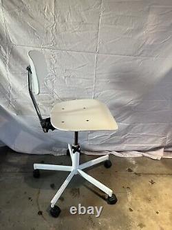 MCM Style White Wood And Chrome Adjustable Office Chair