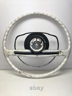 Mercedes 100 111 112 113 108 109 6.3 3.5 OEM Ivory Steering wheel & chrome ring